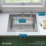 Elkay Dayton Drop-In 25-in x 22-in Stainless Steel Single Bowl 4-Hole Kitchen Sink