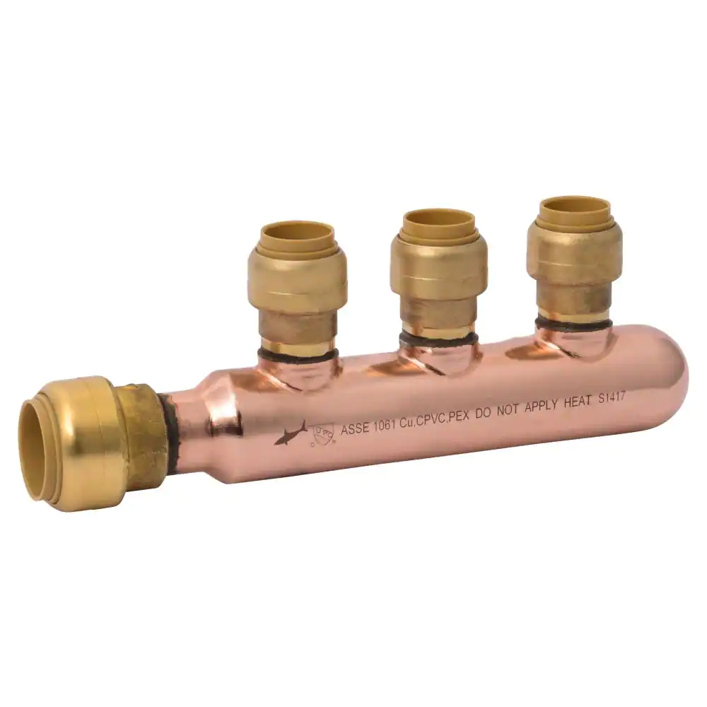 SharkBite  3/4 in. x 1/2 in. Push-to-Connect Copper 3-Port Closed Manifold Fitting