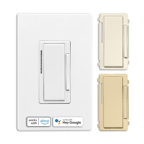 Eaton Wi-Fi Smart Single-pole/3-way LED Decorator Companion Dimmer, White/Light Almond/Ivory