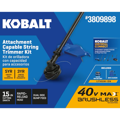 Kobalt Gen4 40-volt 15-in Straight Shaft Attachment Capable Battery String Trimmer 4 Ah (Battery and Charger Included)