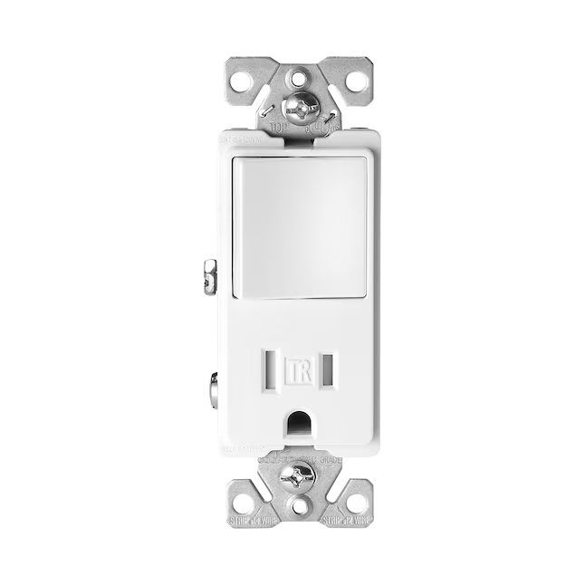 Eaton 15-Amp 120/125-volt Tamper Resistant Residential/Commercial Decorator Switch Outlet, White