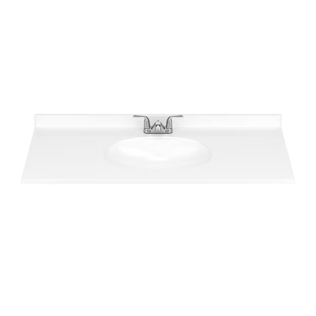 Project Source Cultured Marble Vanity Tops 49-in White Cultured Marble Integral Single Sink 3-Hole Bathroom Vanity Top