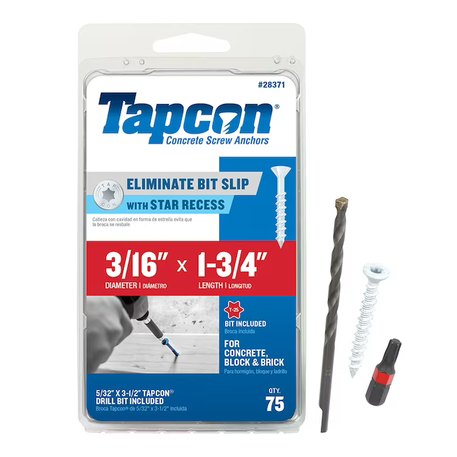 Tapcon 3/16-in x 1-3/4-in Concrete Anchors (75-Pack)