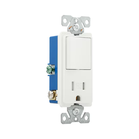 Eaton 15-Amp 120/125-volt Tamper Resistant Residential/Commercial Decorator Switch Outlet, White