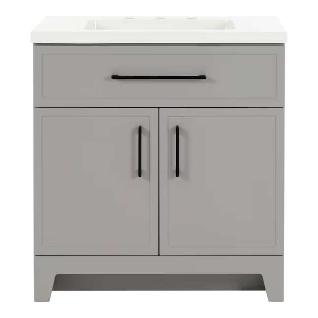 Style Selections Potter 30-in Gray Single Sink Bathroom Vanity with White Cultured Marble Top