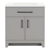 Style Selections Potter 30-in Gray Single Sink Bathroom Vanity with White Cultured Marble Top