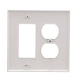 Eaton 2-Gang Midsize White Polycarbonate Indoor Duplex/Decorator Wall Plate