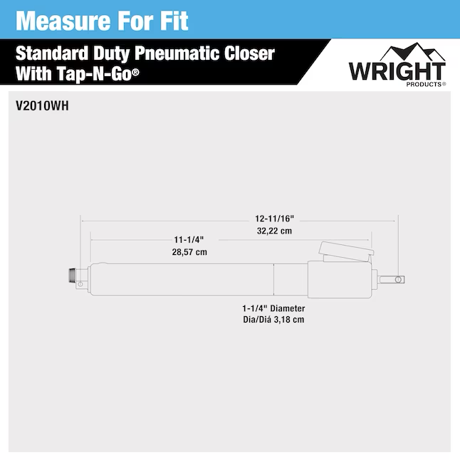 WRIGHT PRODUCTS 12.688-in Ez Hold Adjustable Black Aluminum Hold Open Screen/Storm Door Pnuematic Closer