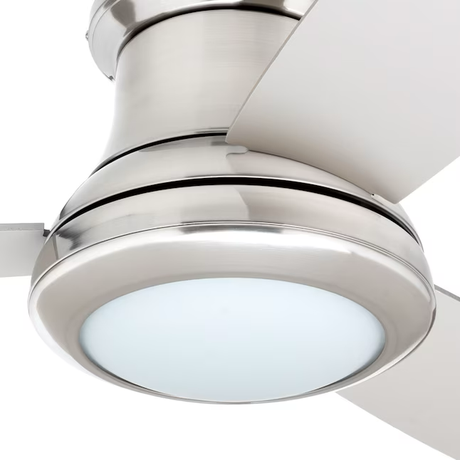 Harbor Breeze Sailstream 52-in Brushed Nickel Indoor Flush Mount Ceiling Fan with Light and Remote (3-Blade)