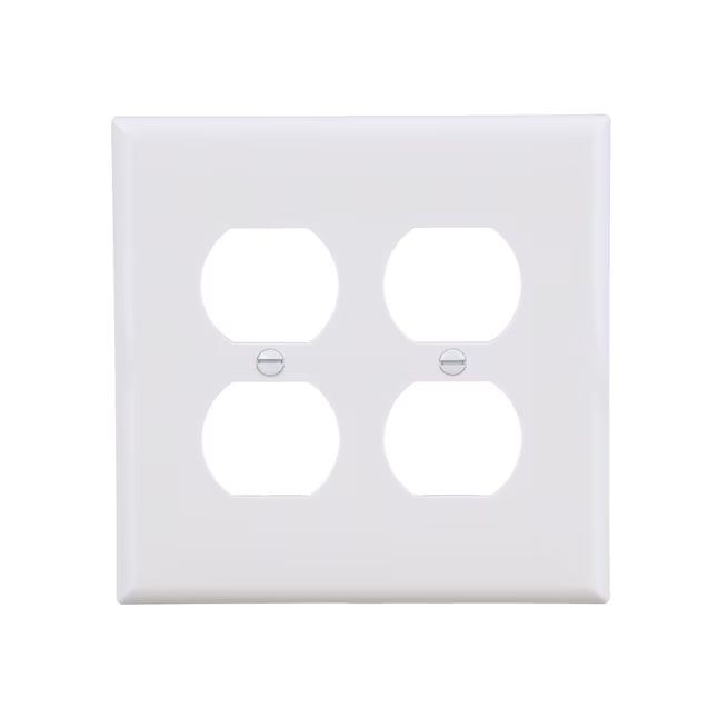 Eaton 2-Gang Midsize White Polycarbonate Indoor Duplex Wall Plate