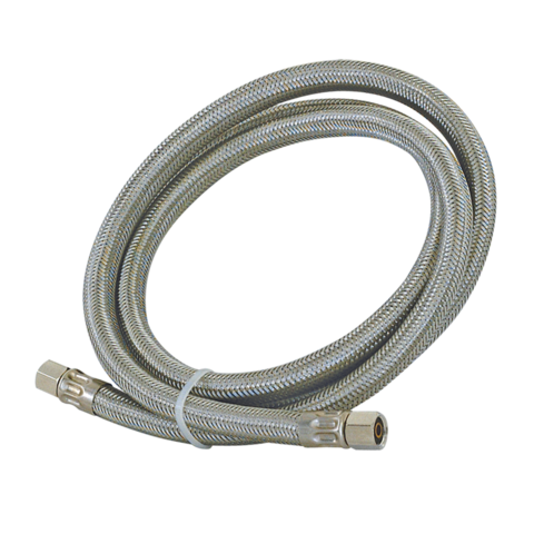 Eastman 1/4 in. Comp. x 1/4 in. Comp. x 15 ft. Braided Stainless Steel Icemaker Connector