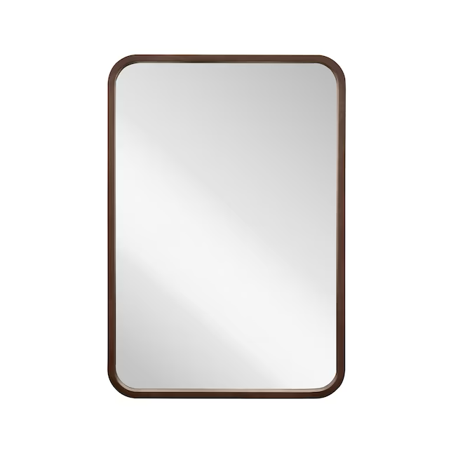 allen + roth 24-in W x 35-in H Light Brown Polished Wall Mirror