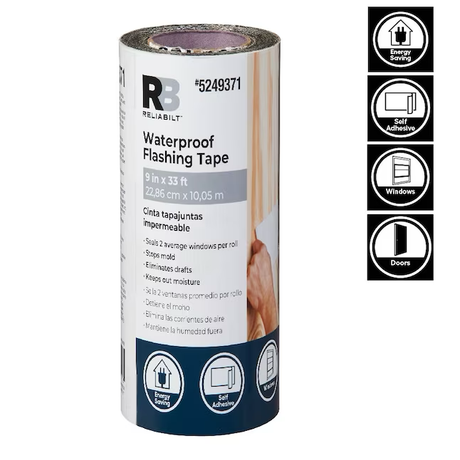 RELIABILT Self-adhesive Flashing Tape 9-in x 33-ft Rubberized Asphalt Roll Flashing