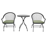Style Selections Billings 3-Piece Black Bistro Patio Set with Green Cushions