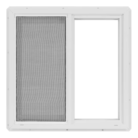 Project Source 10001 Series 23-1/2-in x 23-1/2-in x 3-in Jamb Left-operable Vinyl White Sliding Window Half Screen Included