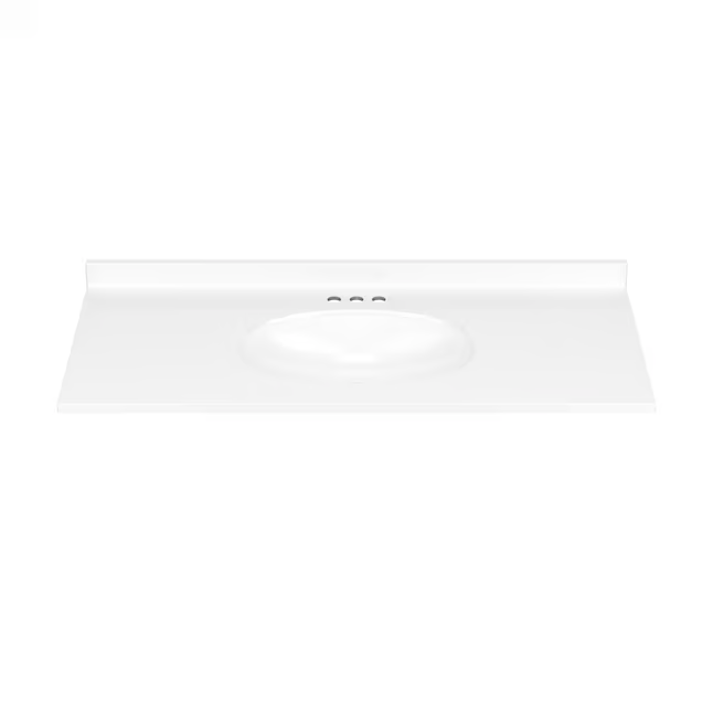 Project Source Cultured Marble Vanity Tops 49-in White Cultured Marble Integral Single Sink 3-Hole Bathroom Vanity Top