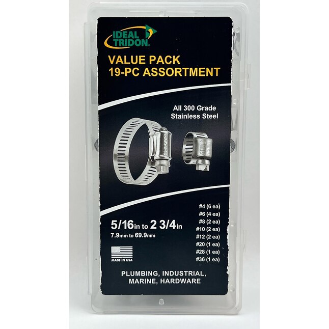 IDEAL-TRIDON 19-Pack 1/4-in to 2-3/4-in dia Stainless Steel Adjustable Clamp