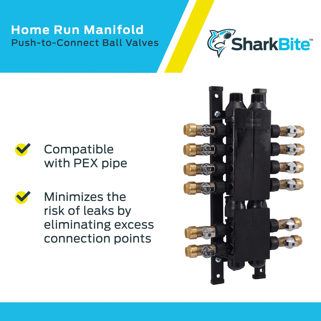 SharkBite 3/4 in. Home Run Manifold w/ 1/2 in. Sharkbite Outlets (12 Outlets)