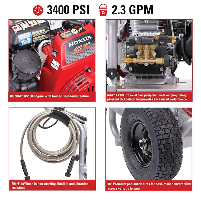 SIMPSON 2.3-GPM PowerShot (49 State) 3400 PSI 2.3-Gallons Cold Water Gas Pressure Washer