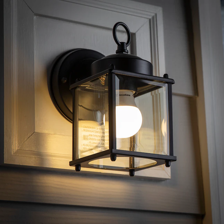 Project Source 1-Light 8.25-in Black Outdoor Wall Light