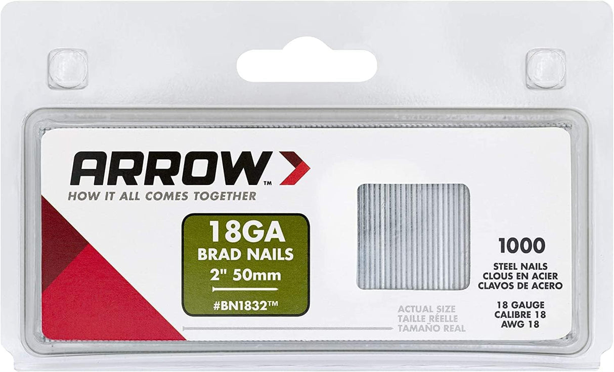 Arrow 18-Gauge Steel Brad Nails, 2 Inch, 1000 Pack