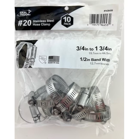 IDEAL-TRIDON 10-Pack 3/4-in to 1-3/4-in dia Stainless Steel Adjustable Clamp
