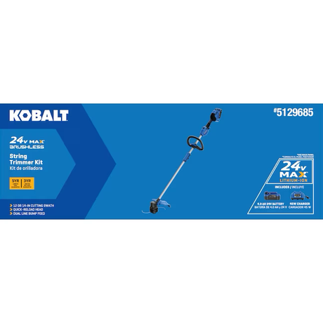Kobalt 24-volt 14-in Straight Shaft Battery String Trimmer 4 Ah (Battery and Charger Included)