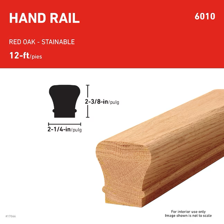 2.25-in x 144-in Unfinished Wood Oak Handrail