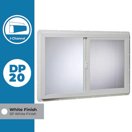 RELIABILT 14500 Series 47-3/4-in x 35-3/4-in x 2-29/32-in Jamb Left-operable Vinyl White Sliding Window Half Screen Included