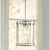 Kichler Angelica Polished Nickel Industrial Clear Glass Cylinder Mini Hanging Pendant Light