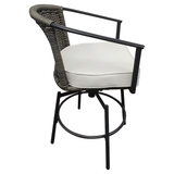 allen + roth Sedgebrook Set of 4 Wicker Charcoal Grey Steel Frame Swivel Balcony Chair with Off-white Cushioned Seat