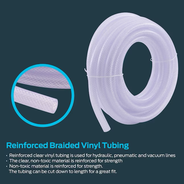 EZ-FLO 2-in ID x 2-ft Reinforced PVC Clear Reinforced Braided Vinyl Tubing