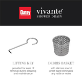 Oatey Vivante 4-in Stainless Steel Square Shower Drain with Square Pattern