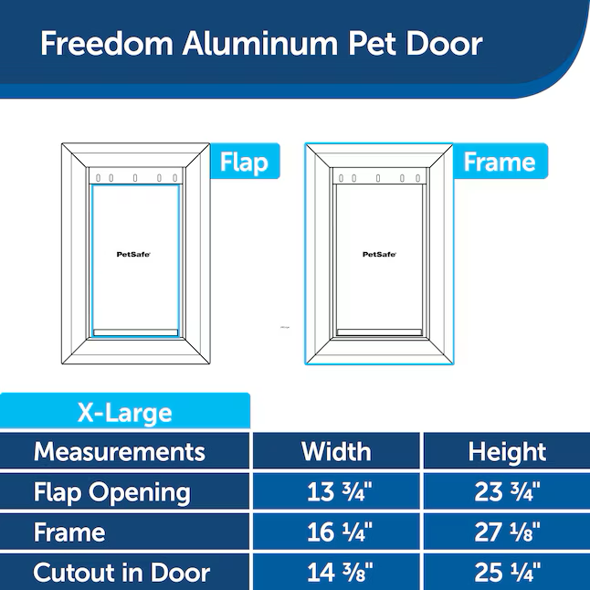 PetSafe 16-1/8-in x 27-1/2-in White Aluminum Extra Large Dog/Cat Door for Entry Door
