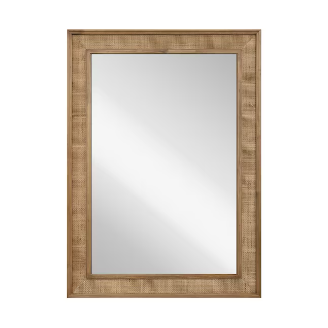 allen + roth 32-in W x 44-in H Natural Wood Polished Wall Mirror