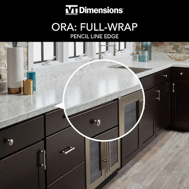 VT Dimensions Formica 96-in x 25.25-in x 3.75-in Carrara Bianco 6696-43 Straight Laminate Countertop with Integrated Backsplash