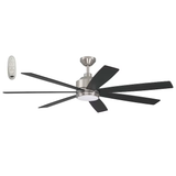 Harbor Breeze Cogdell 60-in Brushed Nickel Color-changing Integrated LED Indoor/Outdoor Downrod or Flush Mount Ceiling Fan with Light and Remote (7-Blade)