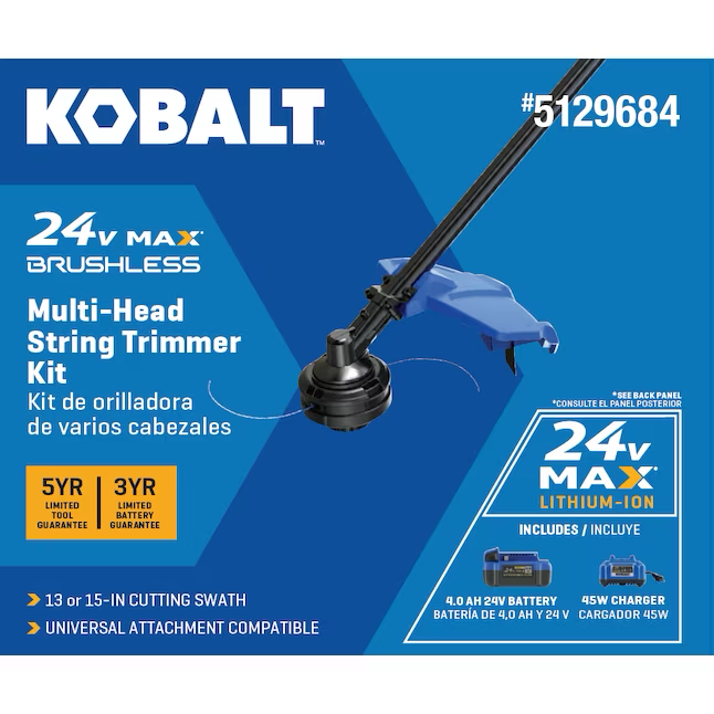 Kobalt 24-volt 15-in Split Shaft Attachment Capable Battery String Trimmer 4 Ah (Battery and Charger Included)