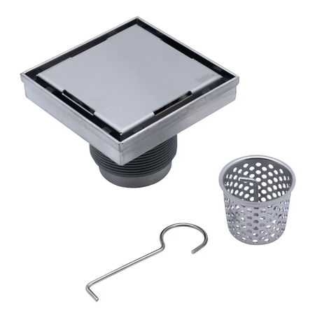 Oatey Vivante 4-in Stainless Steel Square Shower Drain with Tile-In Cover