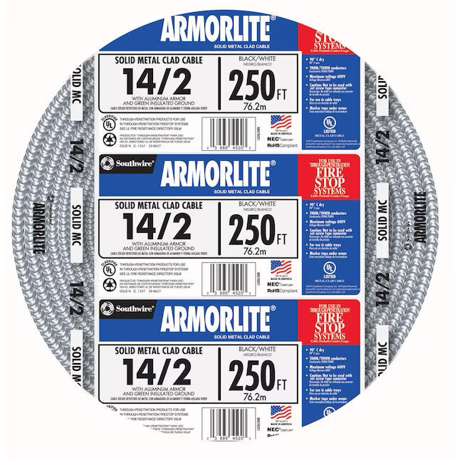 Southwire Armorlite 250-ft 14/2 Solid Aluminum Mc Cable