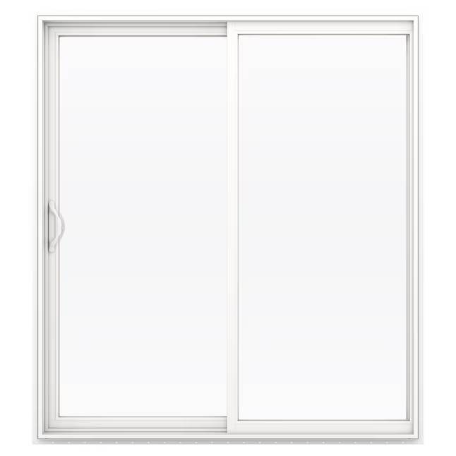 JELD-WEN 72-in x 80-in Low-e White Vinyl Sliding Left-Hand Sliding Double Patio Door
