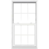 JELD-WEN V-2500 New Construction 31-1/2-in x 59-1/2-in x 3-in Jamb White Vinyl Low-e Single Hung Window with Grids Full Screen Included
