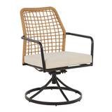 Origin 21 Clairmont Set of 2 Wicker Black Steel Frame Swivel Dining Chair with Off-white Cushioned Seat