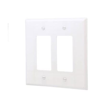 Eaton 2-Gang Jumbo Size White Plastic Indoor Decorator Wall Plate