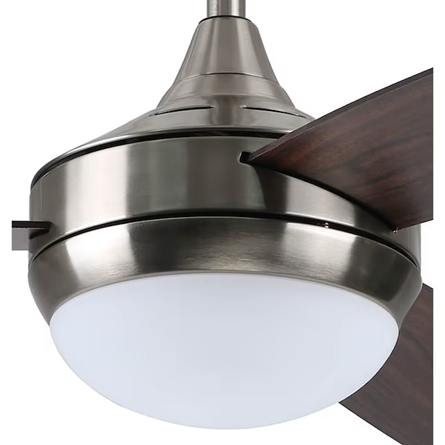 Harbor Breeze Beach Creek 44-in Brushed Nickel Integrated LED Indoor Downrod or Flush Mount Ceiling Fan with Light and Remote (3-Blade)