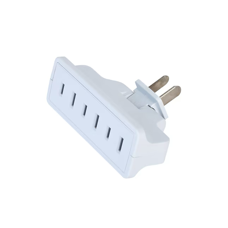 Project Source Adapter 15-Amp 2-wire To 3-wire Single To Triple White Basic Swivel Adapter