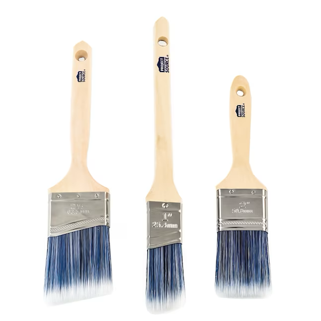 Project Source 3-Pack Better All Paints and Stains Multiple Sizes Reusable Polyester Flat and Angle Paint Brush (Brush Set)