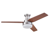 Harbor Breeze Mac III 52-in Brushed Nickel Color-changing Indoor Flush Mount Ceiling Fan with Light and Remote (3-Blade)