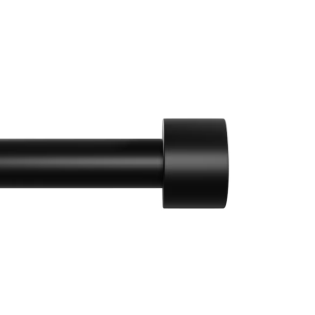Style Selections Lola 48-in to 84-in Matte Black Steel Single Curtain Rod with Finials