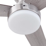 Harbor Breeze Mac III Easy2Hang 52-in Brushed Nickel Color-changing Indoor Flush Mount Ceiling Fan with Light and Remote (3-Blade)